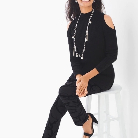 Chico's Cold-Shoulder Sydney Pullover Black - Picture 1 of 10